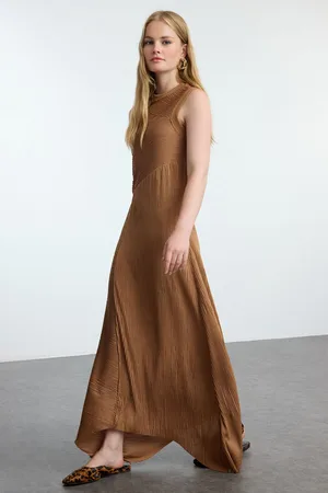 Trendyol Camel Knitted Underwear/Lining Dress