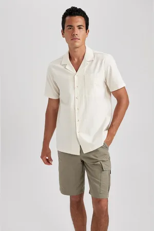 DeFacto Regular Fit Open Collar Linen Short Sleeve Shirt