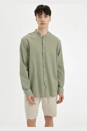 DeFacto Regular Fit Stand Collar Cotton Long Sleeve Shirt