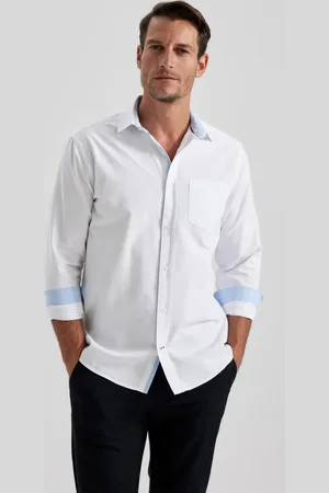 DeFacto Regular Fit Oxford Basic Plain Long Sleeve White Shirt