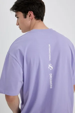 DeFacto Oversize Wide Pattern Crew Neck Back Printed Short Sleeve T-Shirt