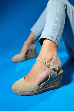 LuviShoes SINTA Beige Suede Leather Women