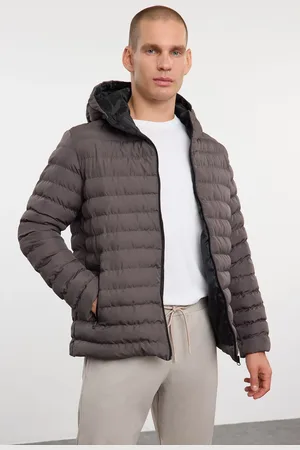 Trendyol Anthracite Regular Fit Hooded Winter Coat