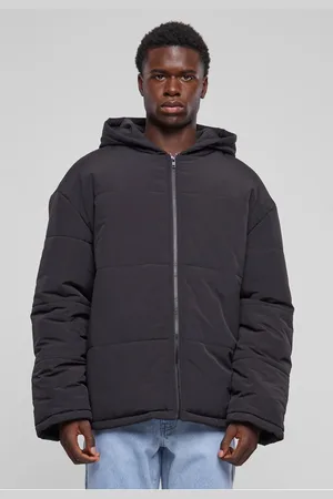 Urban classics Pánská bunda s kapucí Block Puffer černá
