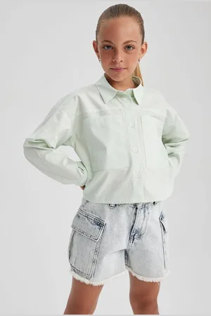 DeFacto Girls Crop Poplin Long Sleeve Shirt