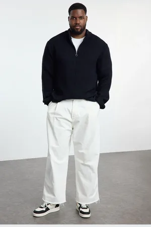 Trendyol Navy Blue Regular Half Turtleneck Plain Knitwear Plus Size Sweater