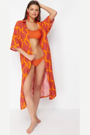 Trendyol Ethnic Patterned Wide Fit Midi Woven Beach Dress