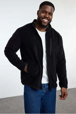 Trendyol Plus Size Black Regular/Normal Cut Stand Collar Anti-pilling Fleece Sweatshirt