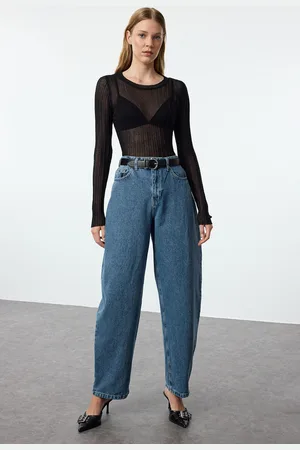 Trendyol Blue More Sustainable High Waist Skater Baggy Jeans