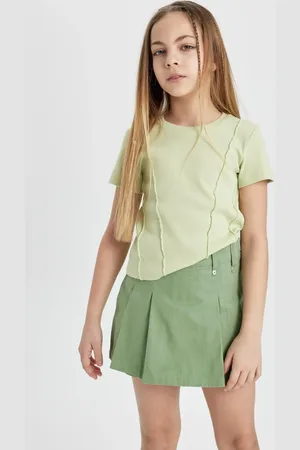 DeFacto Girl Slim Fit Crew Neck Rib Short Sleeve T-Shirt