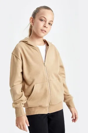 DeFacto Girls Basic Hooded Zippered School Cardigan