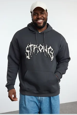 Trendyol Plus Size Anthracite Oversize/Wide Cut Hooded Fleece Sweatshirt