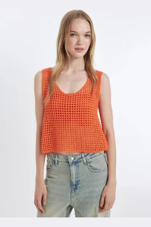 DeFacto Cool V Neck Crochet Knitted Tank Top