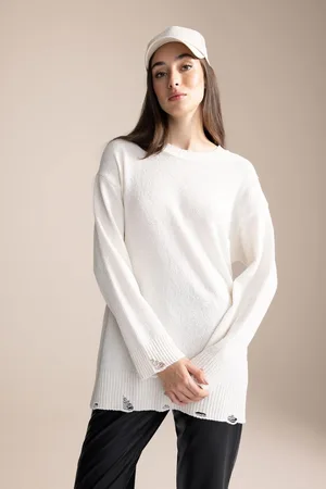 DeFacto Regular Fit Crew Neck Basic Plain Knitwear Sweater Tunic