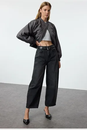Trendyol Anthracite More Sustainable High Waist Barrel Baggy Jeans
