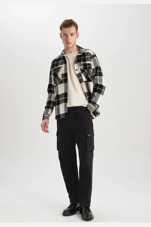 DeFacto Gabardine Trousers Baggy Fit Cargo Pocket Straight Leg