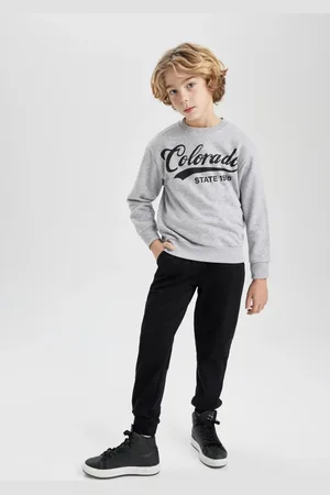 DeFacto Boy Printed Sweatshirt Tracksuit Bottom 2-Piece Set