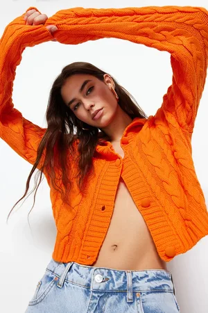 Trendyol Orange Crop Knitwear Cardigan