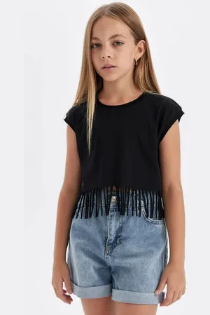 DeFacto Girls Crew Neck Crop Short Sleeve T-Shirt
