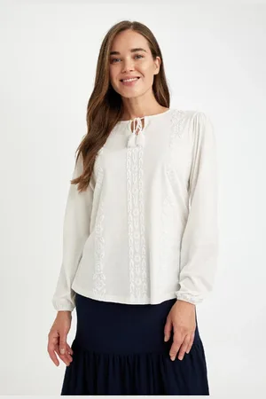 DeFacto Regular Fit Crew Neck Tied Flame Cotton Long Sleeve T-Shirt