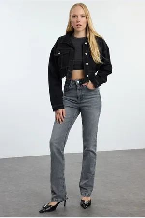 Trendyol Anthracite High Waist Flare Jeans