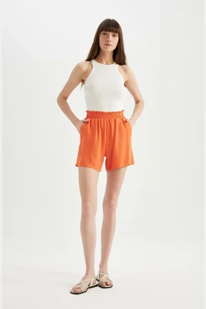DeFacto Relax Fit Paperbag Waist Wide Leg Linen Blend Shorts