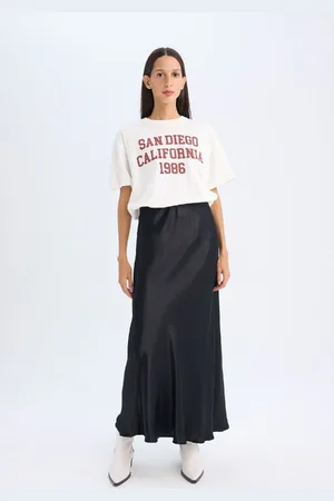DeFacto A Cut Normal Waist Long/Maxi Length Satin Skirt