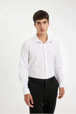 DeFacto Modern Cut Crinkle Fabric Seersucker Patterned Long Sleeve Shirt