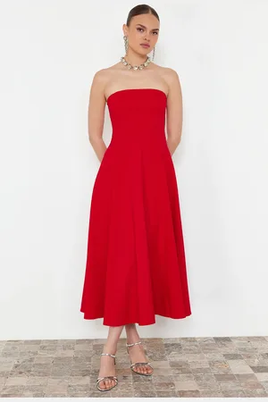Trendyol Red A-Cut Woven Elegant Evening Dress