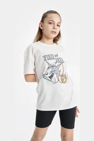DeFacto Girls Tom & Jerry Oversize Fit Crew Neck Short Sleeve T-Shirt