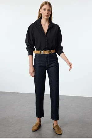 Trendyol Dark Blue High Waist Mom Jeans