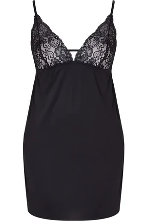 Trendyol Curve Black Window/Cut Out Detailed Rope Strap Knitted Plus Size Babydoll