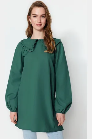 Trendyol Mint Baby Collar Woven Tunic