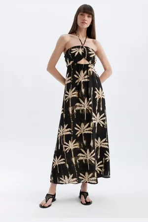 DeFacto A-Line Neck Patterned Moroccan Maxi Dress