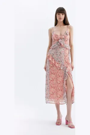 DeFacto Babydoll V Neck Patterned Strappy Maxi Dress