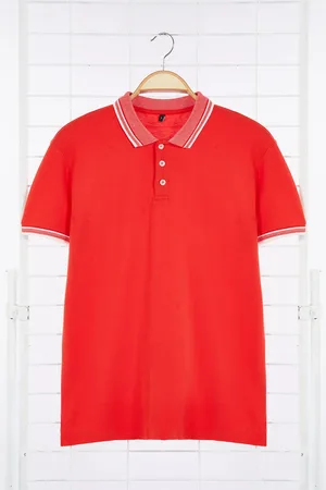 Trendyol Pomegranate Blossom Slim/Narrow Cut 100% Cotton Polo Neck T-shirt