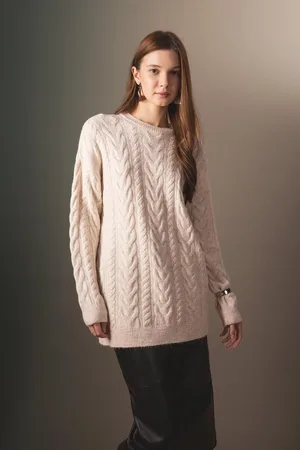 DeFacto Regular Fit Crew Neck Hair Knit Patterned Knitwear Sweater Tunic