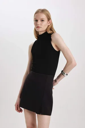 DeFacto Slim Fit Half Turtleneck Ribbed Crop Top