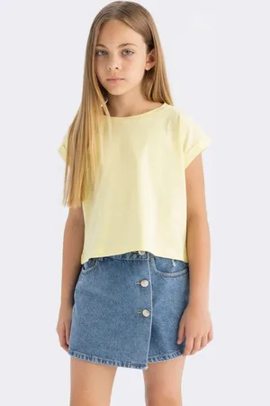 DeFacto Girl Boxy Fit Crew Neck Basic Plain Short Sleeve T-Shirt
