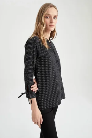DeFacto Fitted Open Collar Patterned Bengal Long Sleeve Shirt