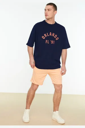 Trendyol Navy Blue Oversize 100% City Printed T-Shirt
