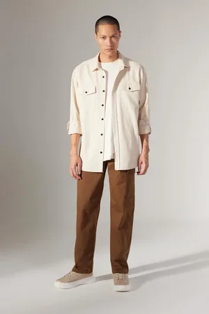DeFacto Gabardine Trousers Baggy Fit Straight Leg Pocket
