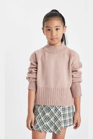 DeFacto Girl Beige Standard Fit Crew Neck Knitwear Sweater