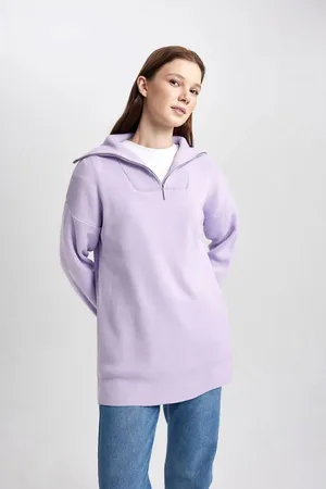 DeFacto Regular Fit Zippered Stand Collar Knitwear Sweater Tunic