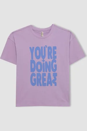 DeFacto Girl Relax Fit Crew Neck Printed Short Sleeve T-Shirt