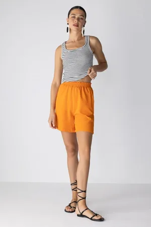 DeFacto Paperbag Waist Wide Leg Linen Blend Shorts