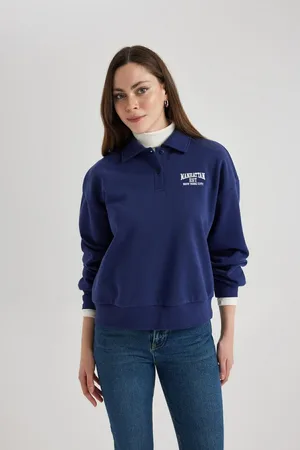 DeFacto Regular Fit Polo Neck Embroidered Thick Fabric Sweatshirt C2323ax23wn