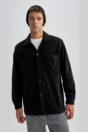 DeFacto Relax Fit Fleece Basic Plain Long Sleeve Shirt