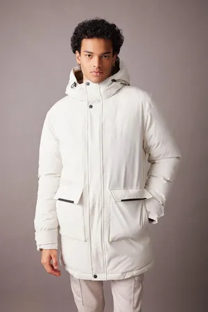 DeFacto Water Repellent Slim Fit Hooded Zippered Pocket Fleece Lined Coat Parka