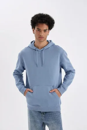 DeFacto Regular Fit Hooded Kangaroo Pocket Soft Furry Basic Plain Sweatshirt